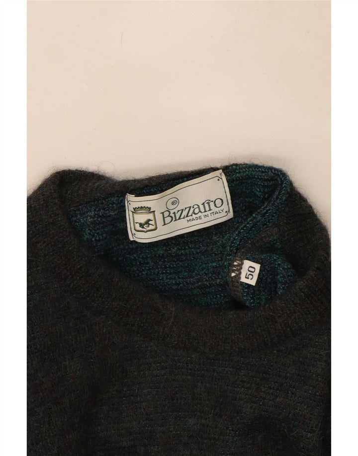 Bizzarro Herre Grafisk Crew Neck Jumper Sweater IT 50 Medium Green Wool