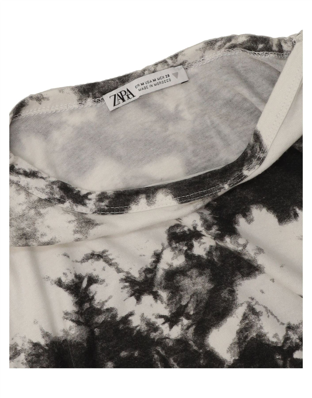 ZARA Womens Crop Oversized T-Shirt Top UK 14 Medium White Tie Dye Vintage Zara and Second-Hand Zara from Messina Hembry 