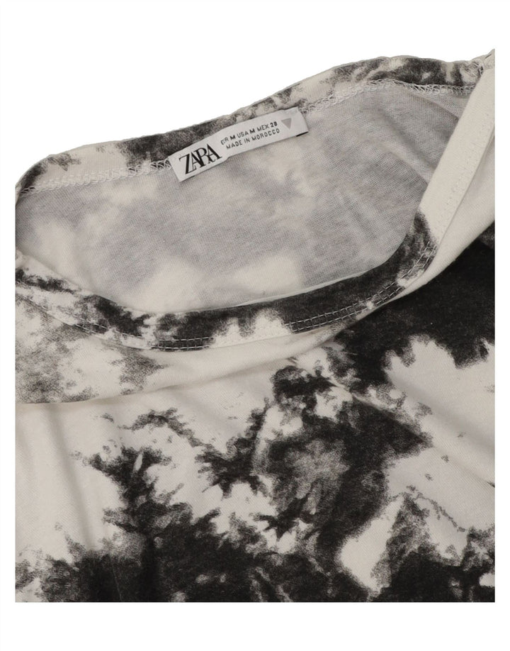 ZARA Womens Crop Oversized T-Shirt Top UK 14 Medium White Tie Dye Vintage Zara and Second-Hand Zara from Messina Hembry 