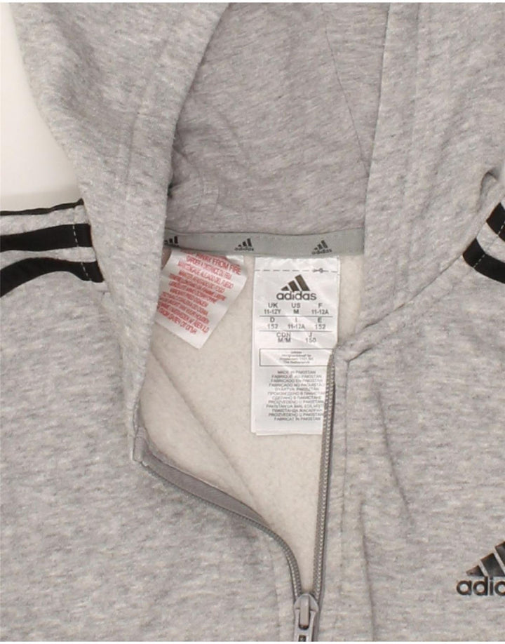 ADIDAS Boys Zip Hoodie Sweater 11-12 Years Grey Vintage Adidas and Second-Hand Adidas from Messina Hembry 