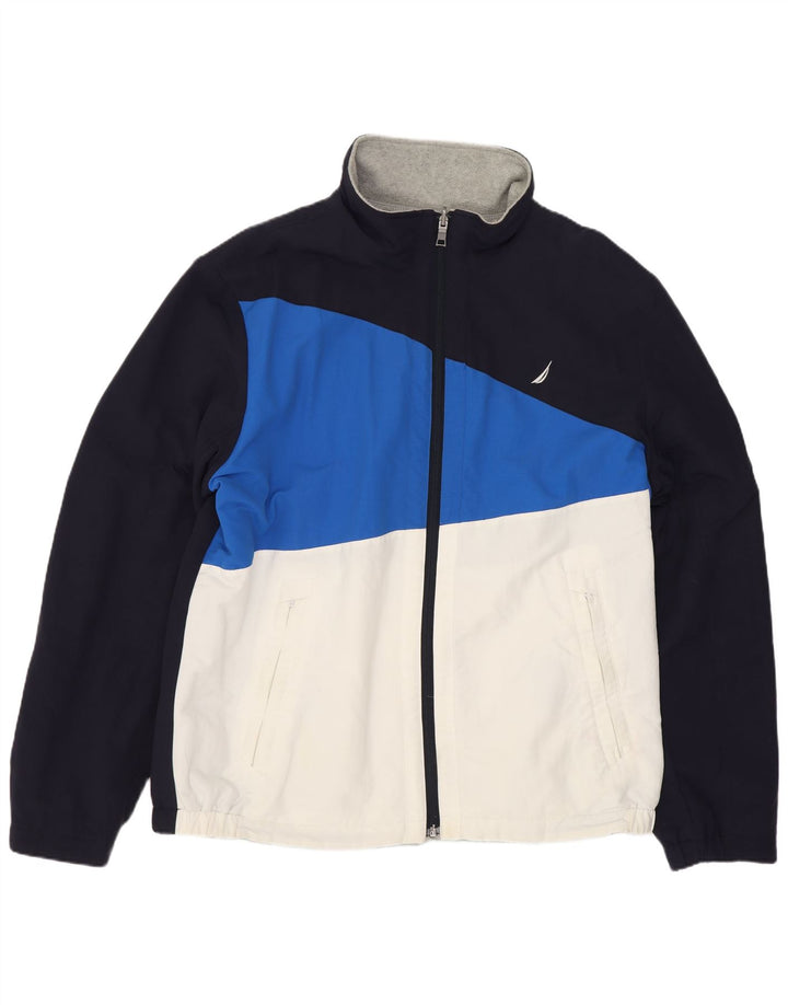Nautica Herre Graphic Bomber Jacket UK 42 Large Navy Blue Colourblock