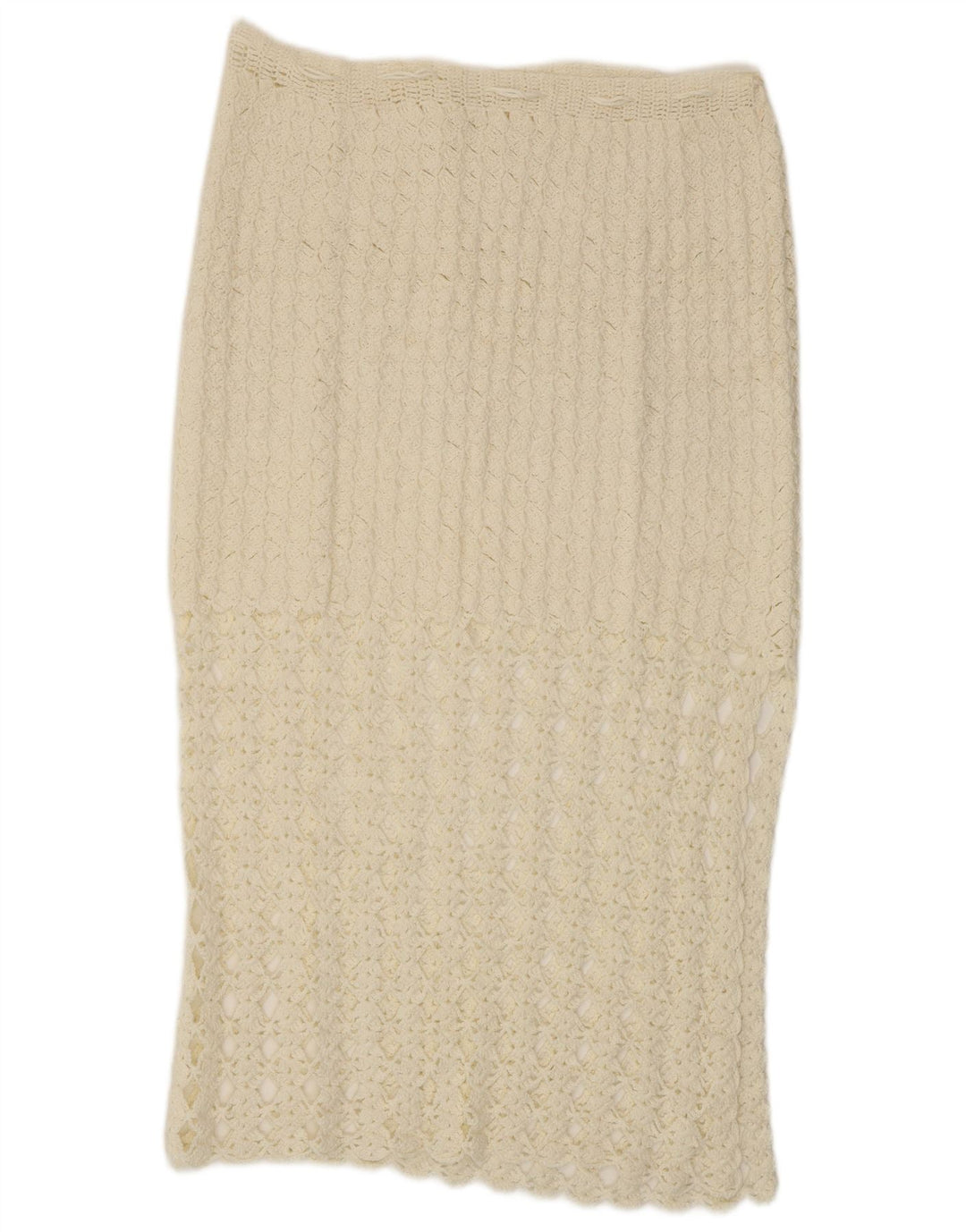 VINTAGE hæklet midi-nederdel til kvinder W32 Large White