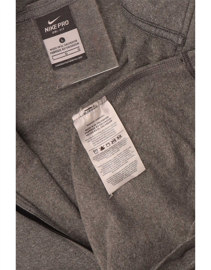 Nike Dame Dri Fit Pullover med lynlås-hals Træningsdragt Top UK 14 Stor Grå