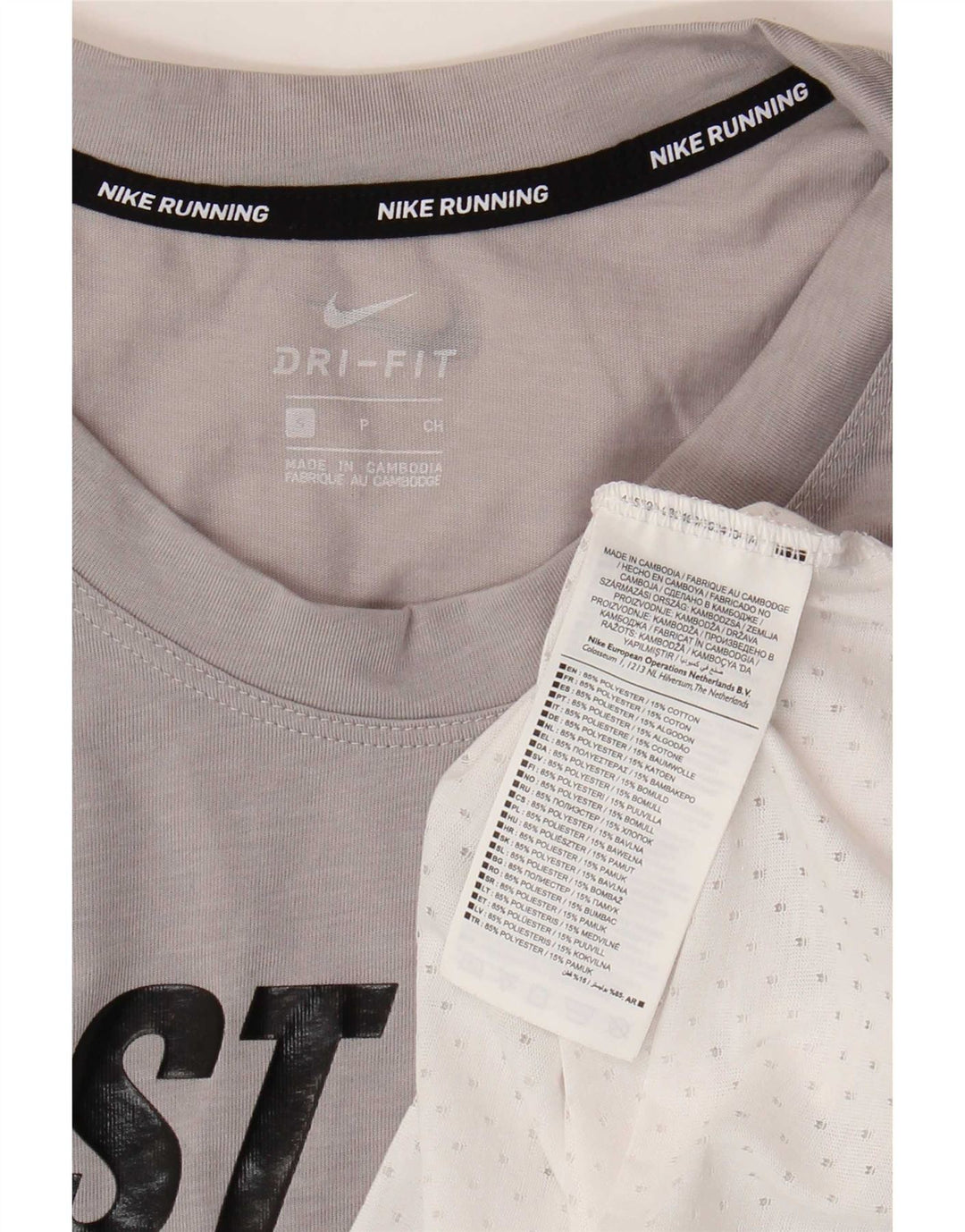 Nike Womens Crop Oversized grafisk T-shirt top UK 10 Lille grå polyester