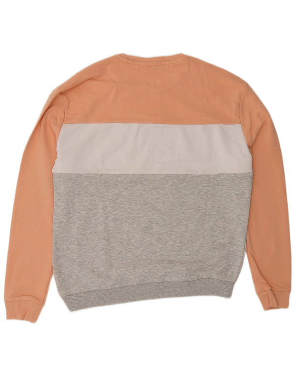 FILA Herre grafisk sweatshirt Jumper Large Orange Colourblock Bomuld