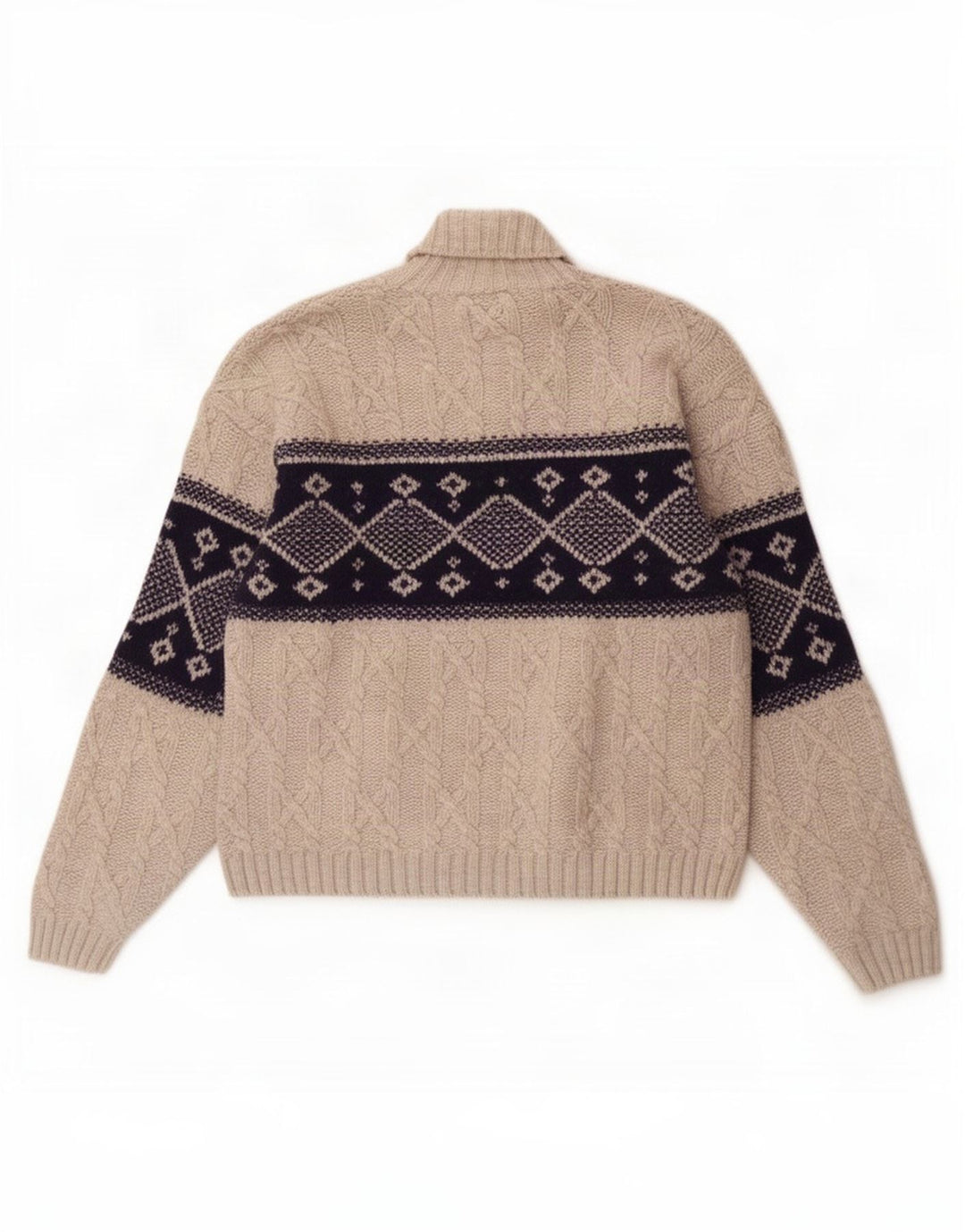 Ocean Star Herre Roll Neck Jumper Sweater IT 50 Medium Grey Geometrisk Uld