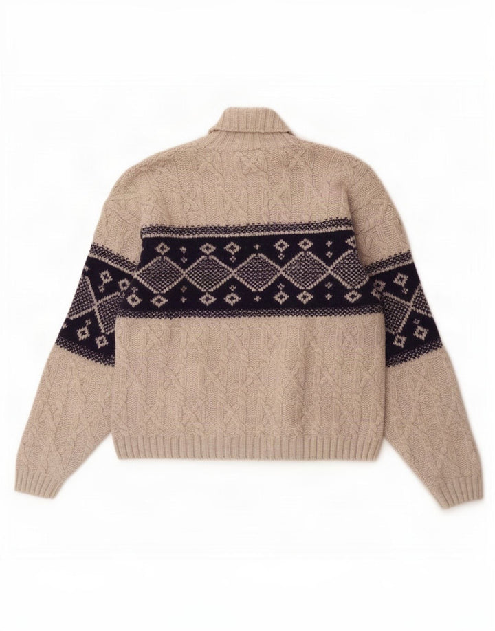 Ocean Star Herre Roll Neck Jumper Sweater IT 50 Medium Grey Geometrisk Uld