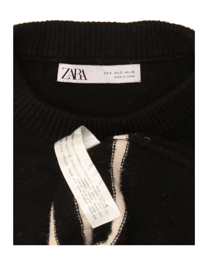 ZARA Womens Oversized Crew Neck Jumper Sweater UK 10 Small Black Striped Vintage Zara and Second-Hand Zara from Messina Hembry 