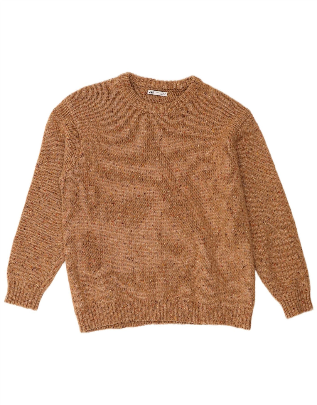 Zara Dametrøjetrøje med rund hals DK 14 Medium Brown Flecked Polyester