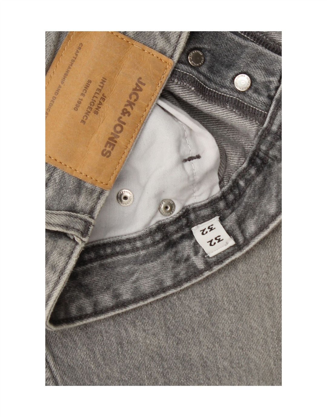 Jack & Jones Herre GLENN Slim Jeans W32 L32 Grå Bomuld