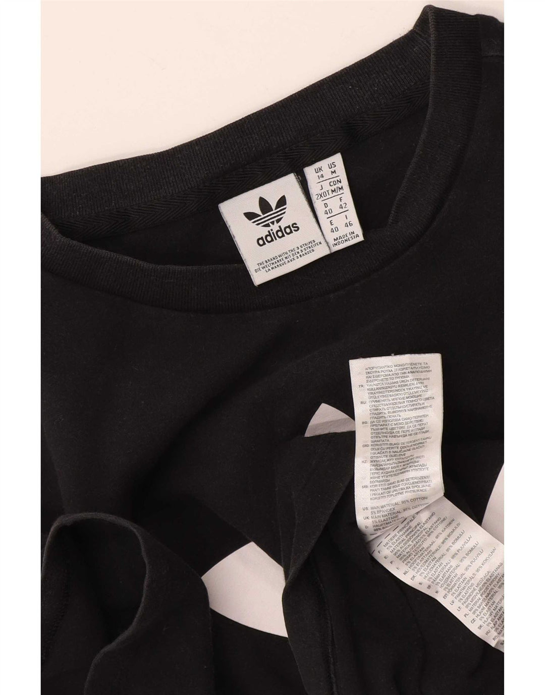 Adidas Dame Grafisk T-Shirt Top UK 14 Medium Sort Bomuld
