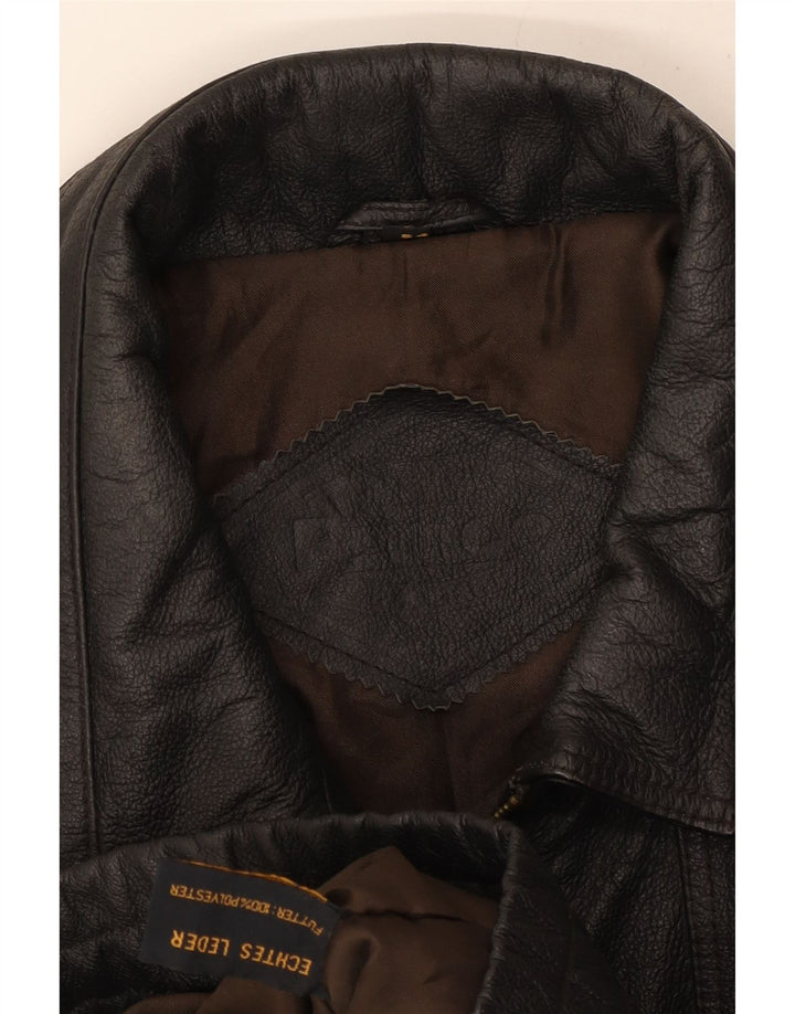 Vintage Herre Læder Gilet IT 54 2XL Brun Læder