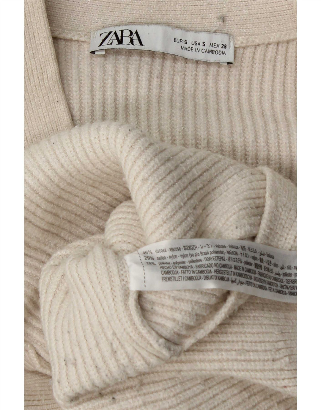 Zara Dame Oversized Cardigan Sweater UK 10 Small White Viscose