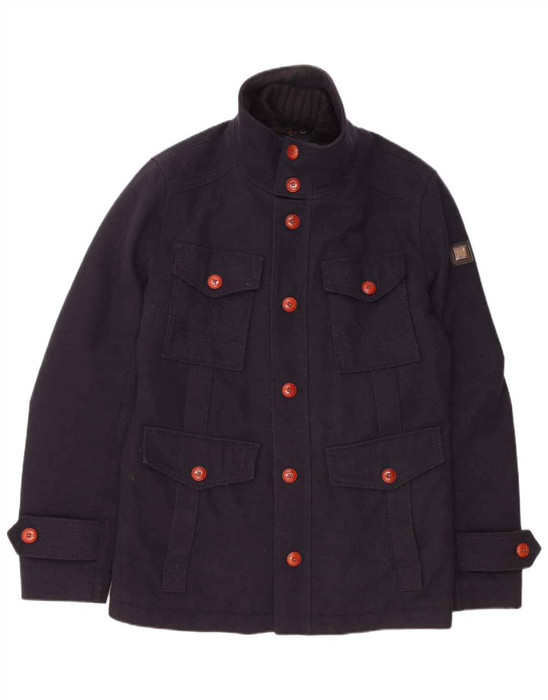 HUGO BOSS Herre Utility Jacket UK 38 Medium Navy Blue Wool