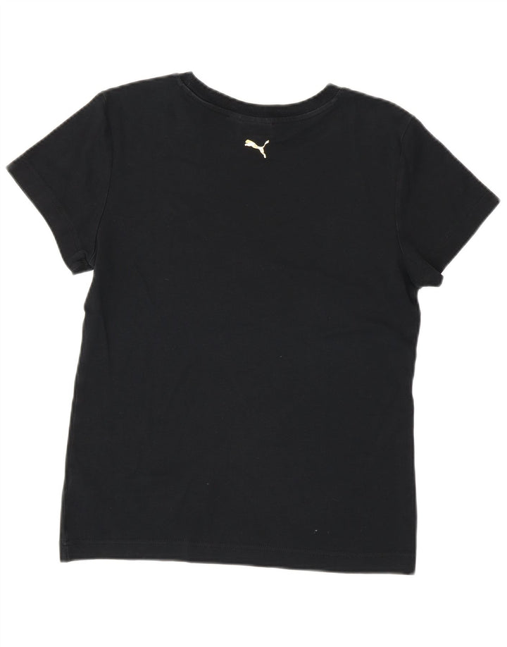 Puma T-Shirt Top UK 14 Medium Sort Bomuld