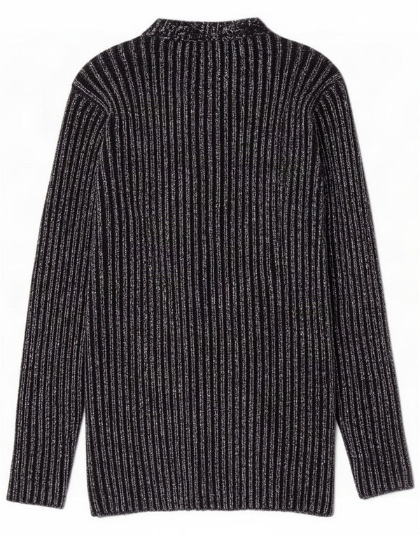 Vintage pige cardigan sweater 10-11 år sort stribet bomuld