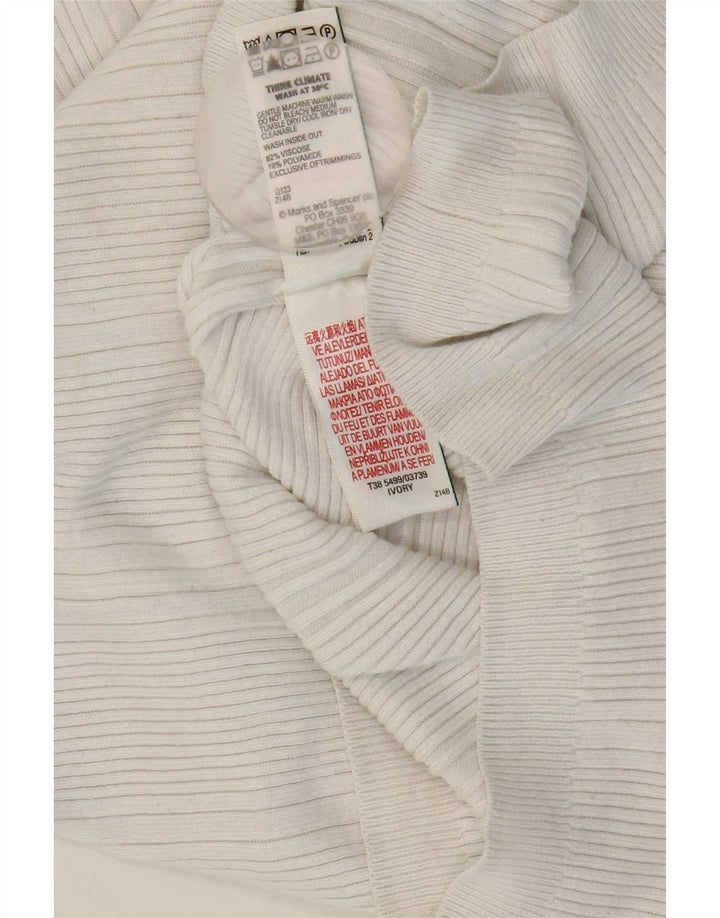 Marks & Spencer Dame Rullehals sweater UK 12 Medium White Viscose