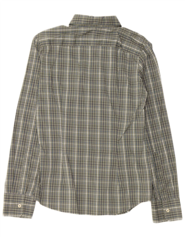 Benetton Dameskjorte UK 12 Medium Khaki Ternet Bomuld