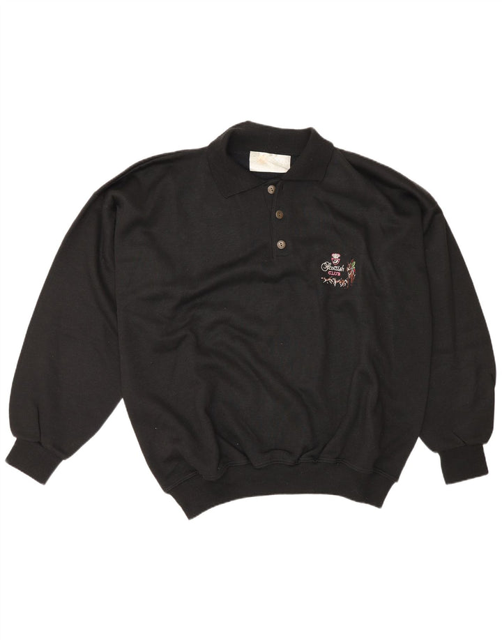 Vintage herre polo hals sweater 2XL sort