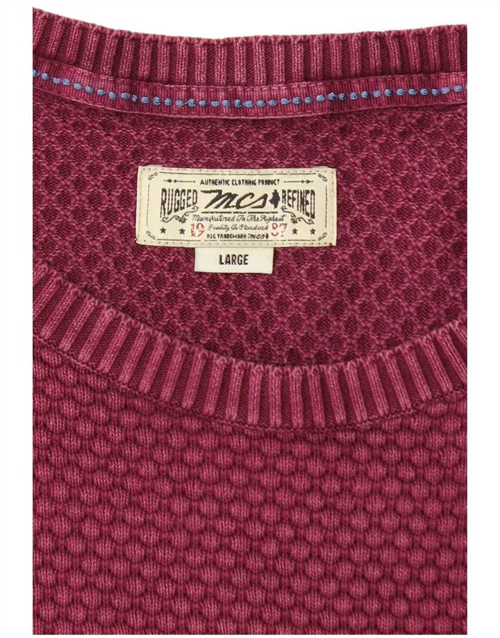Marlboro Classics Herre Crew Neck Jumper Sweater Large Burgundy