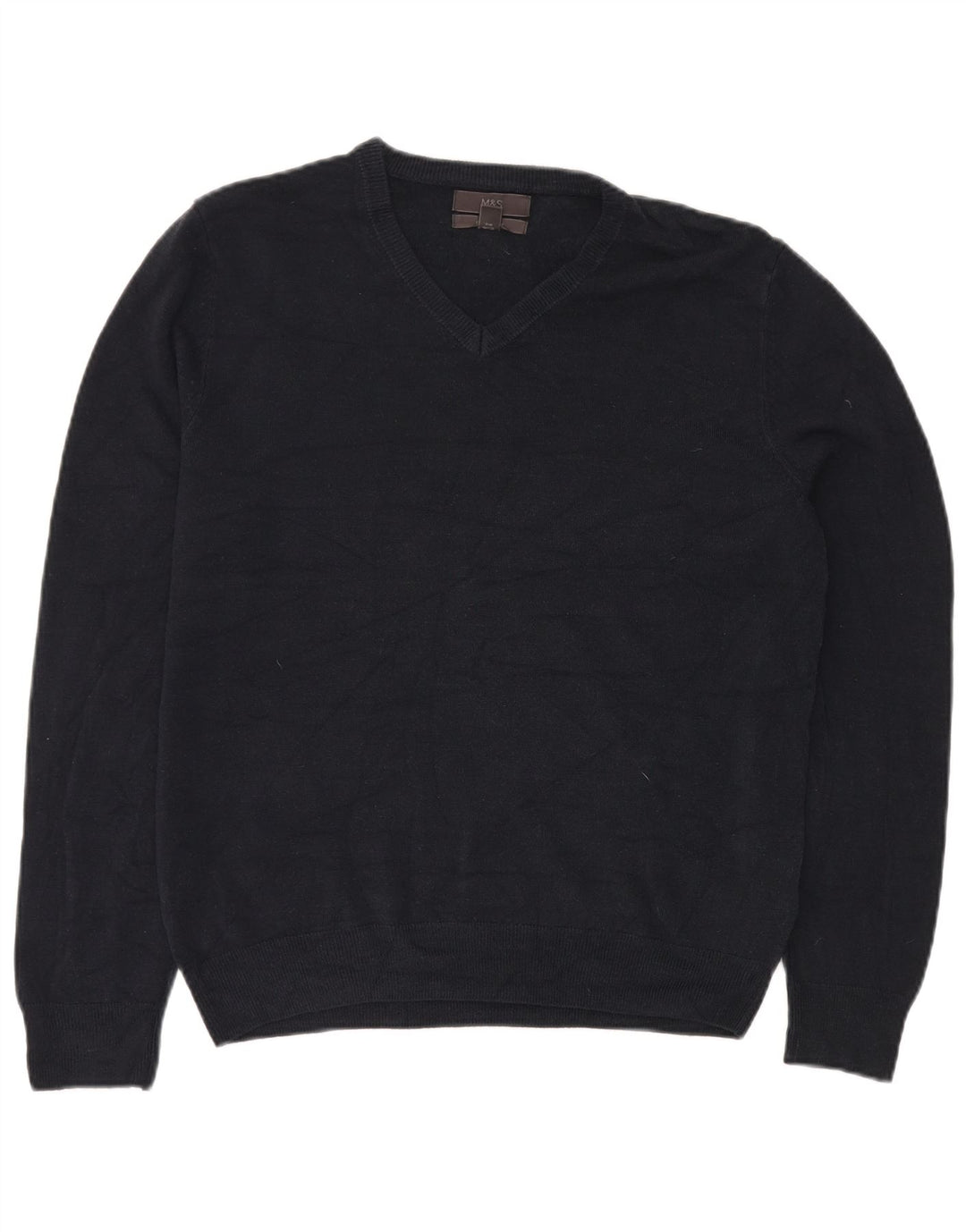 MARKS & SPENCER Herre V-hals sweater Stor marineblå akryl