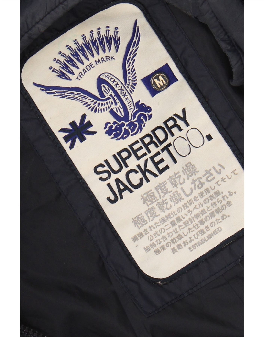 Superdry Quiltet jakke til kvinder UK 12 Medium Navy Blue