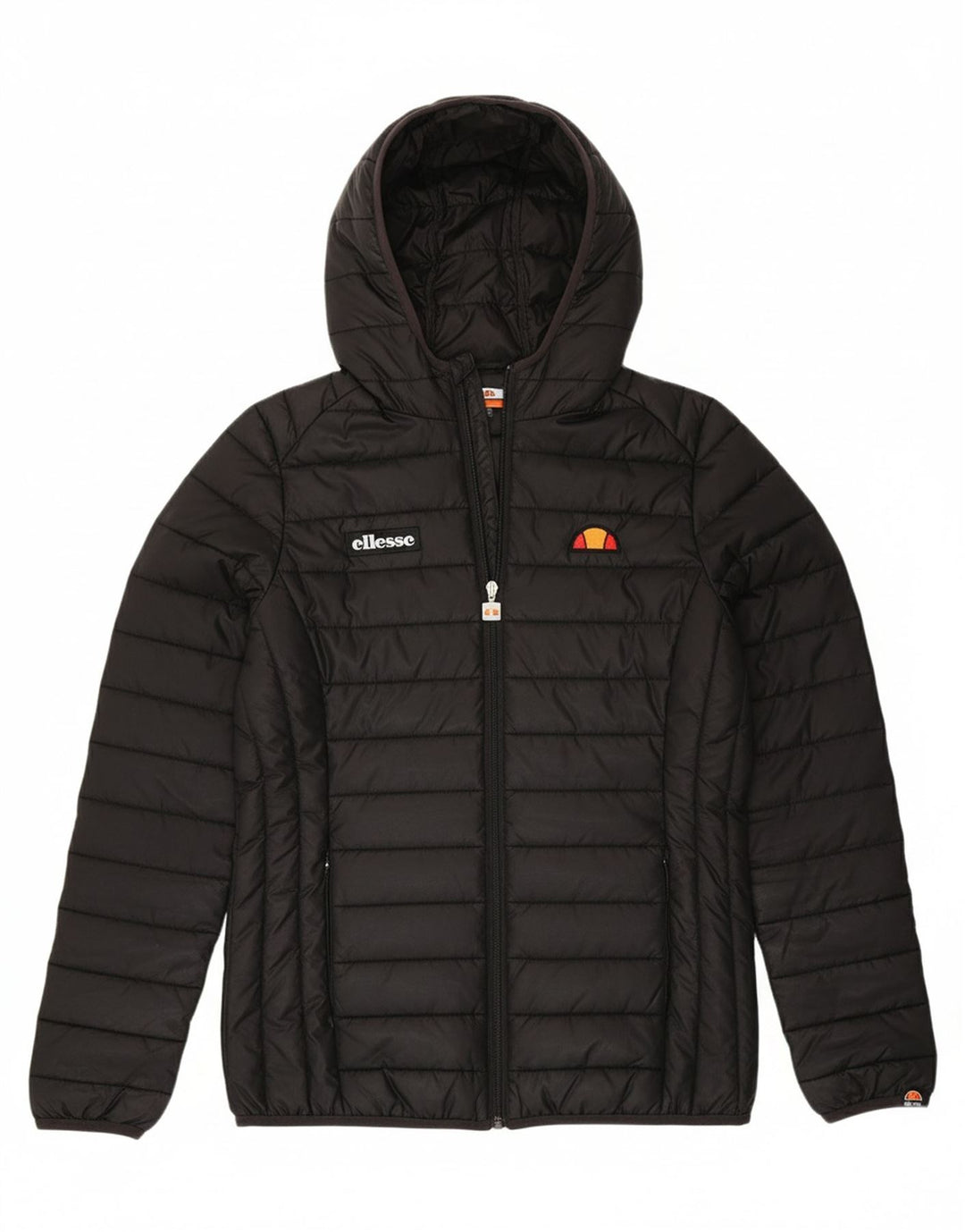 ELLESSE Womens Hooded Padded Jacket UK 12 Medium Black Polyester