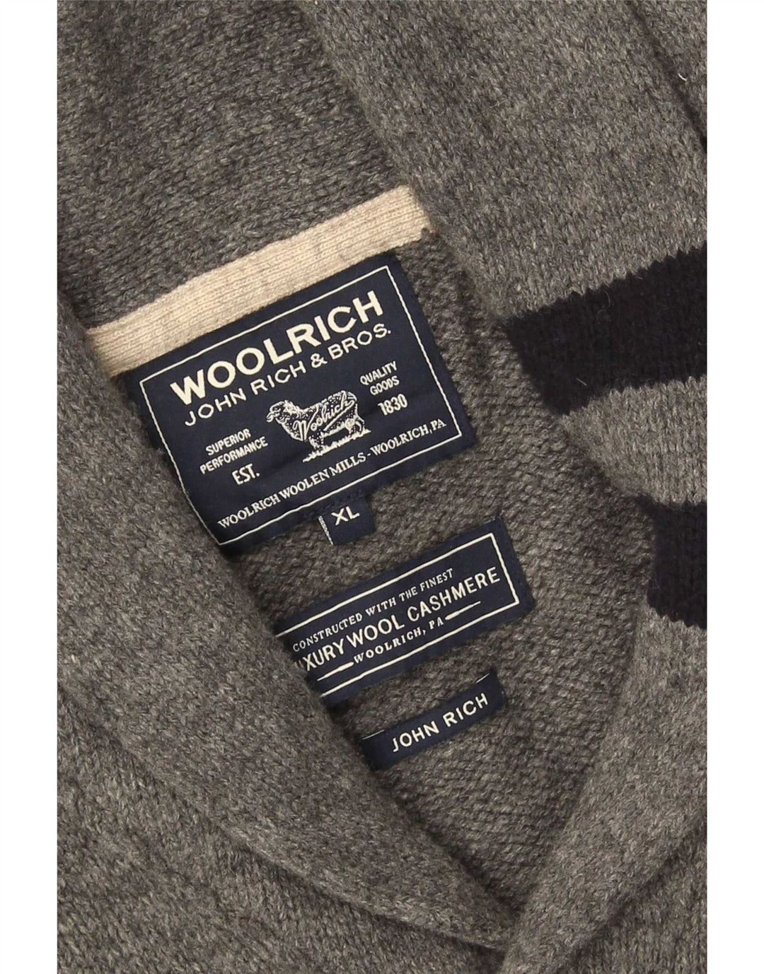Woolrich Herre Cardigan Sweater XL Grå Cashmere