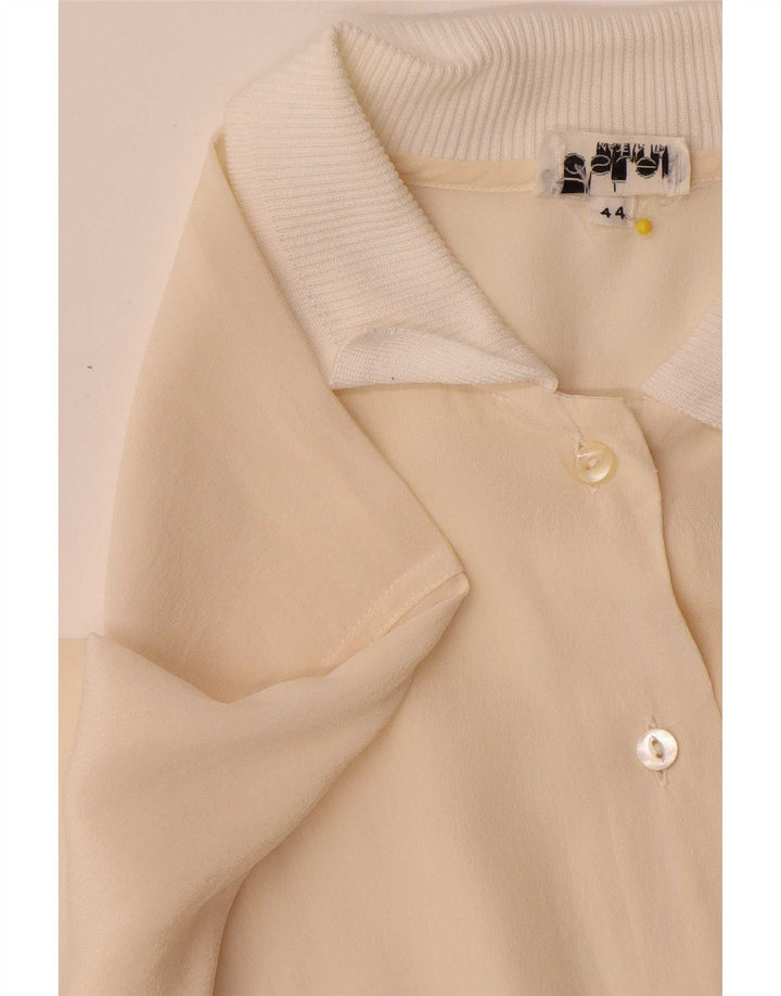 Vintage Dame Pullover Shirt IT 44 Medium Off White Colourblock