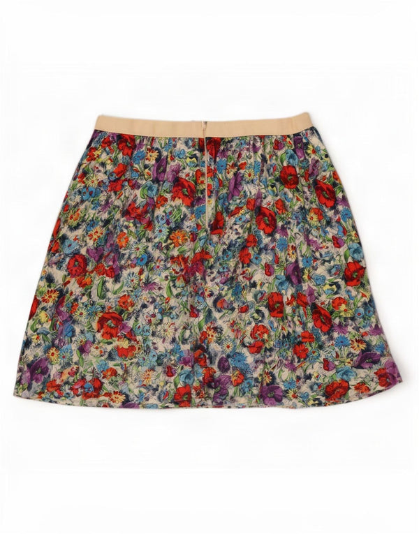 Topshop Dame Mini-nederdel UK 12 Medium W28 Multicolored Floral Viscose