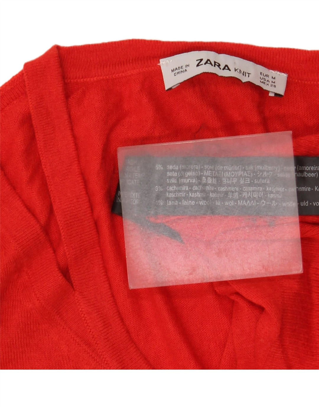 Zara Womens Crop V-hals sweater UK 12 Medium Rød Silke