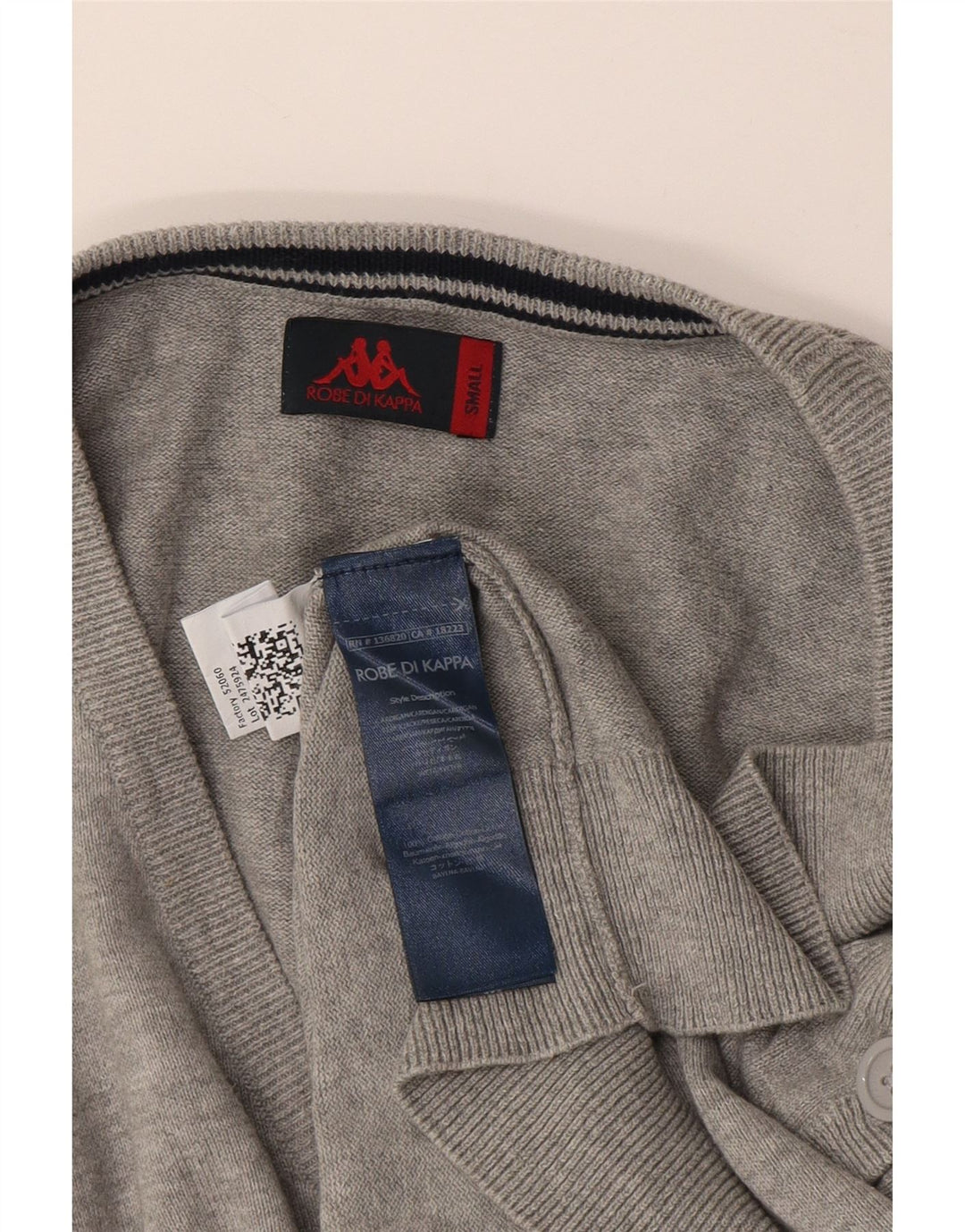 Kappa herre cardigan sweater lille grå flækket bomuld