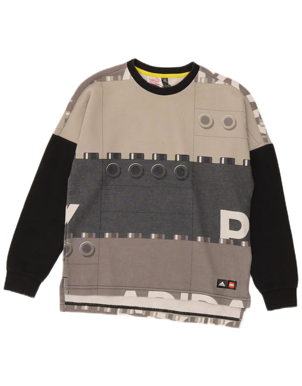 Adidas Graphic Sweatshirt Jumper 11-12 år Medium Grey Colourblock