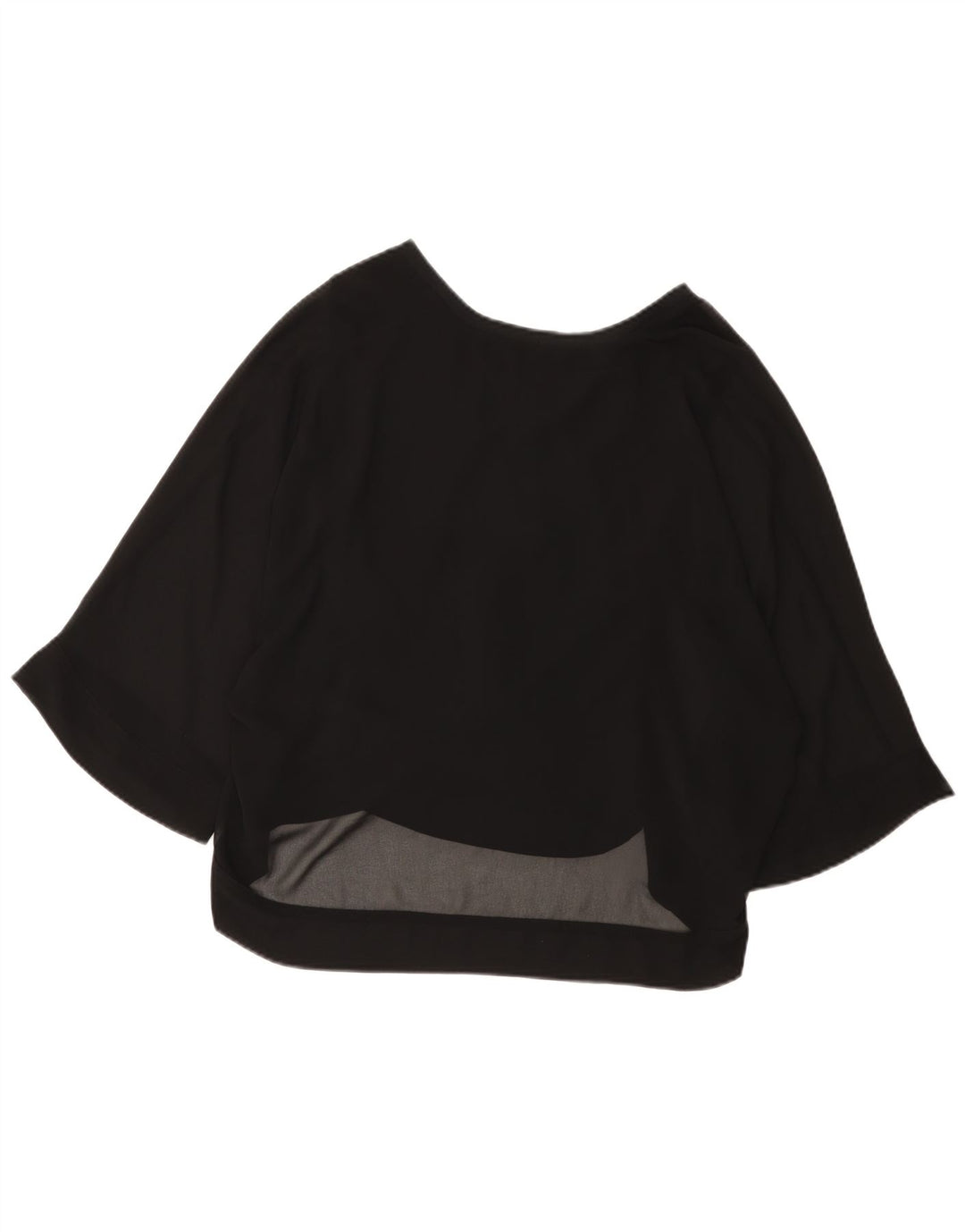 Zara Dame 3/4 ærmet bluse Top UK 12 Medium Sort