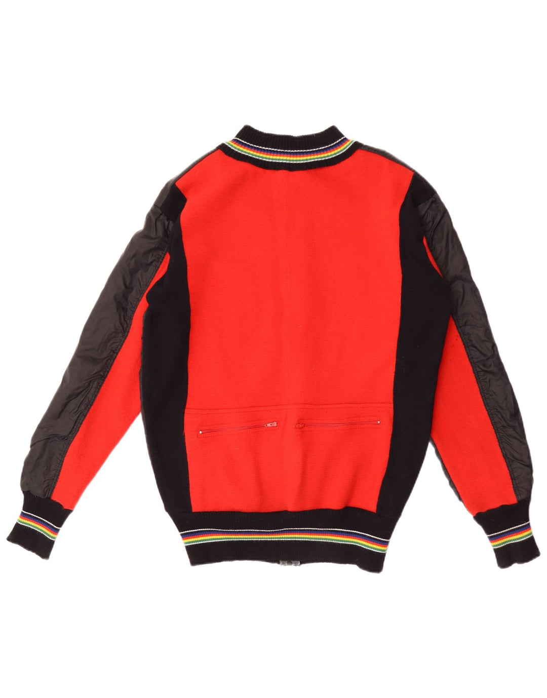 Vintage Dame Bomber Jacket UK 14 Large Black Colourblock Uld