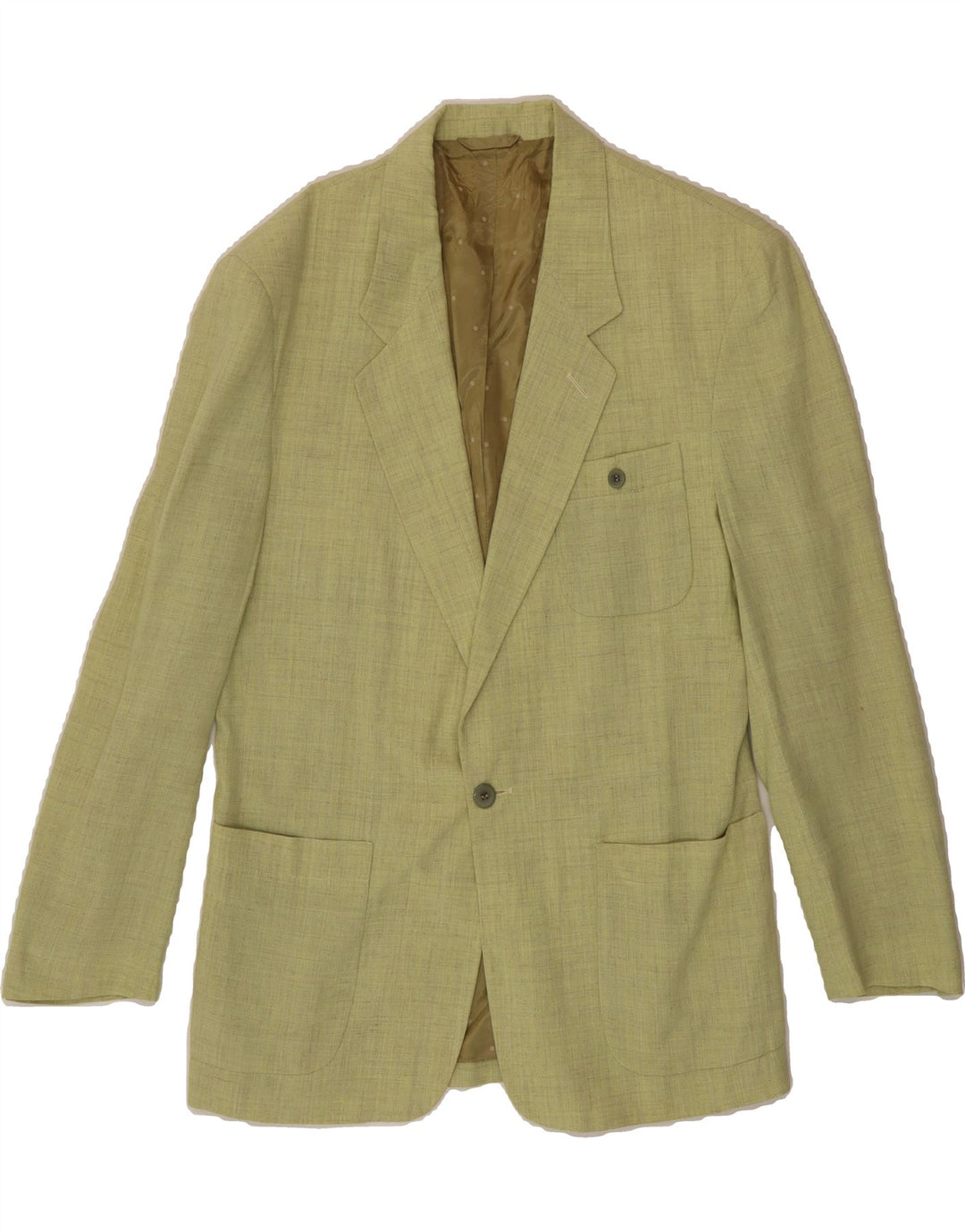 HENDERSON Mens 1 Button Blazer Jacket IT 48 Medium Green Linen Vintage Henderson and Second-Hand Henderson from Messina Hembry 