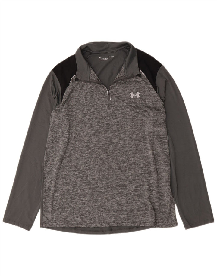 Under Armour Herre Zip Neck Pullover Træningsdragt Top Stor Grå Colourblock