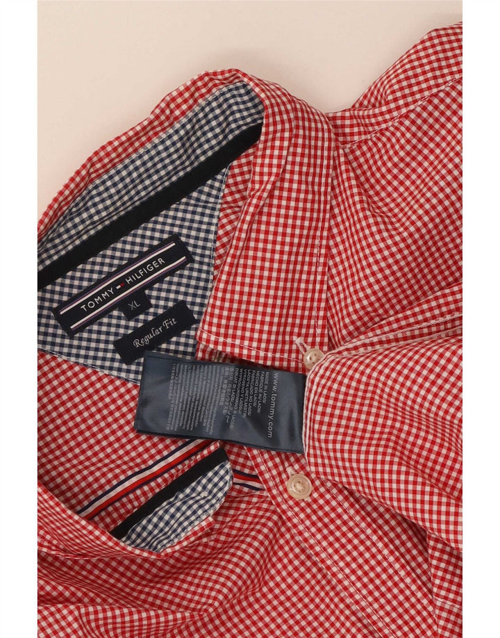 Tommy Hilfiger Herre Regular Fit skjorte XL Rød Gingham Cotton