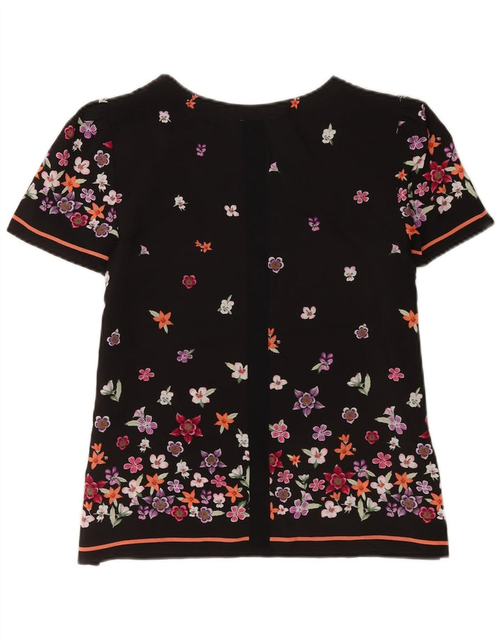 Oasis Damebluse Top UK 10 Small Black Floral Polyester