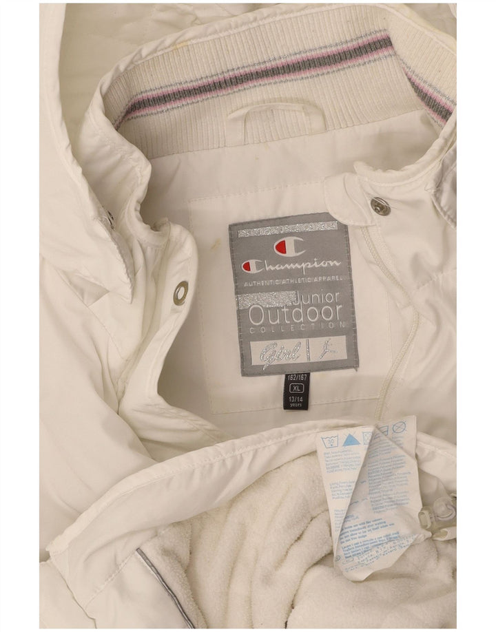CHAMPION Piger Hættejakke Windbreaker 13-14 år XL Hvid Polyester