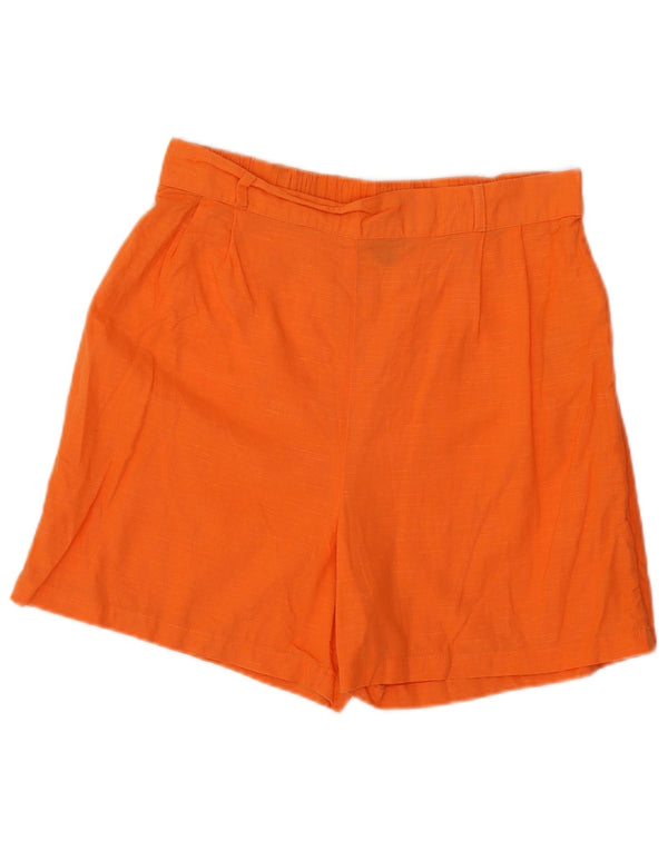 Lipsy Womens High Waist Shorts UK 10 Small W28 Orange Cotton