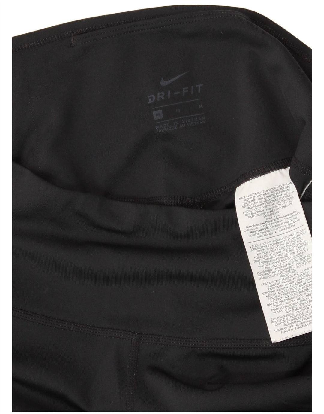 NIKE Dame Dri Fit Grafiske Capri Leggings UK 12 Medium Sort Colourblock