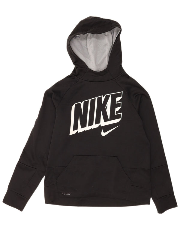 Nike piger Dri Fit grafisk hættetrøjetrøje 13-14 år XL sort polyester