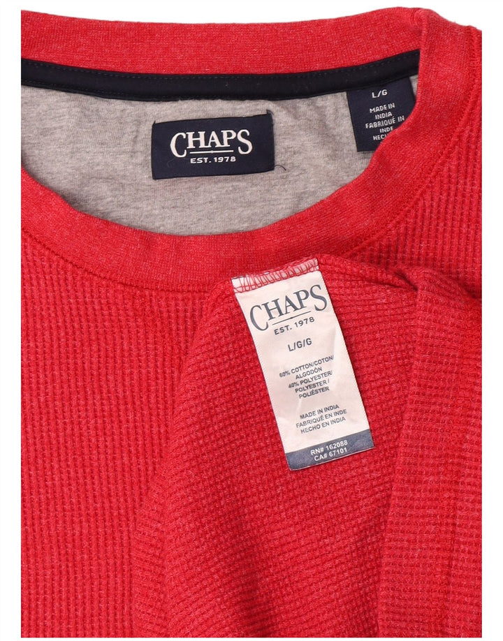 Chaps Herre T-Shirt Top Langærmet Stor Rød Bomuld