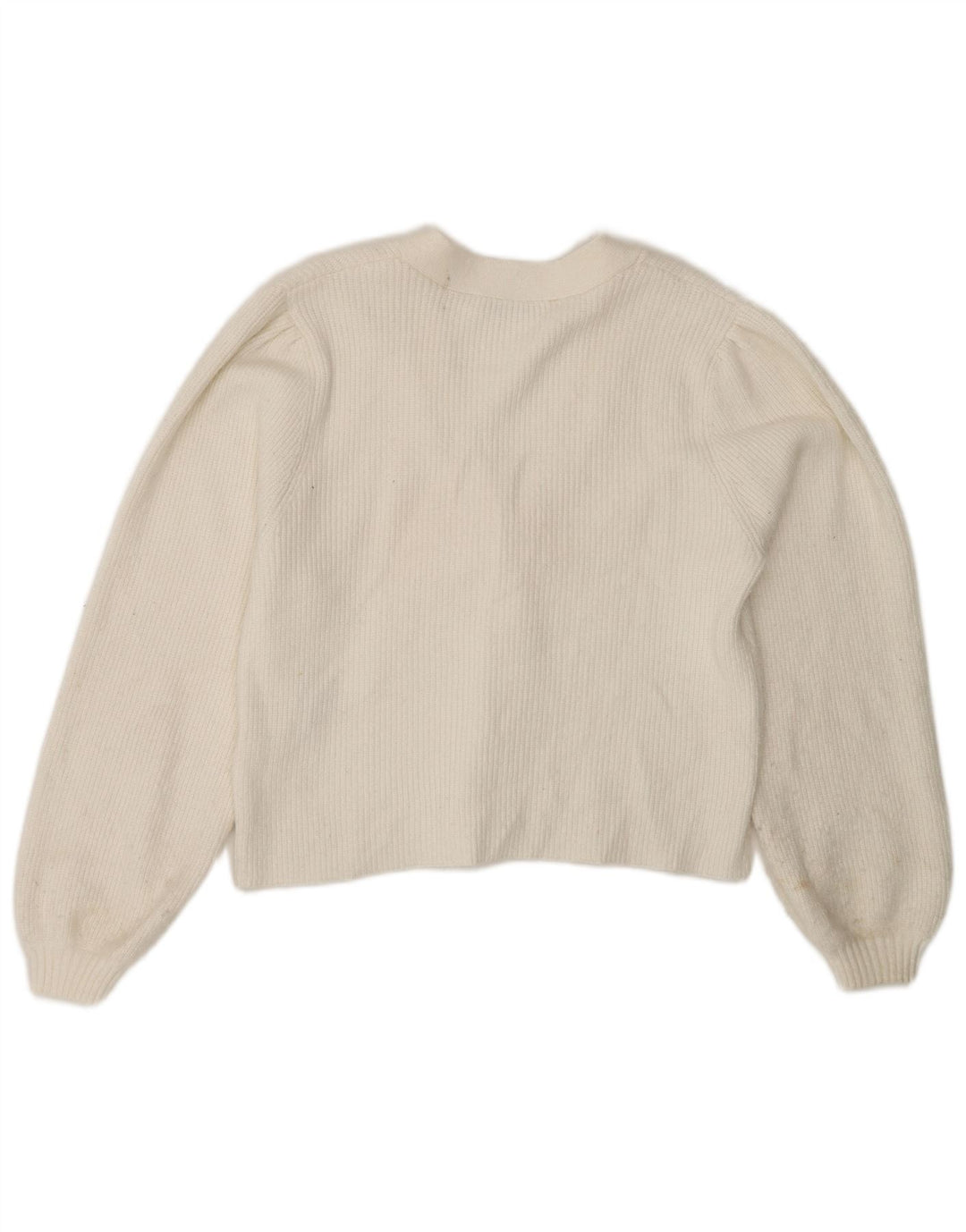 Zara Dame Cardigan Sweater UK 12 Medium White Viscose