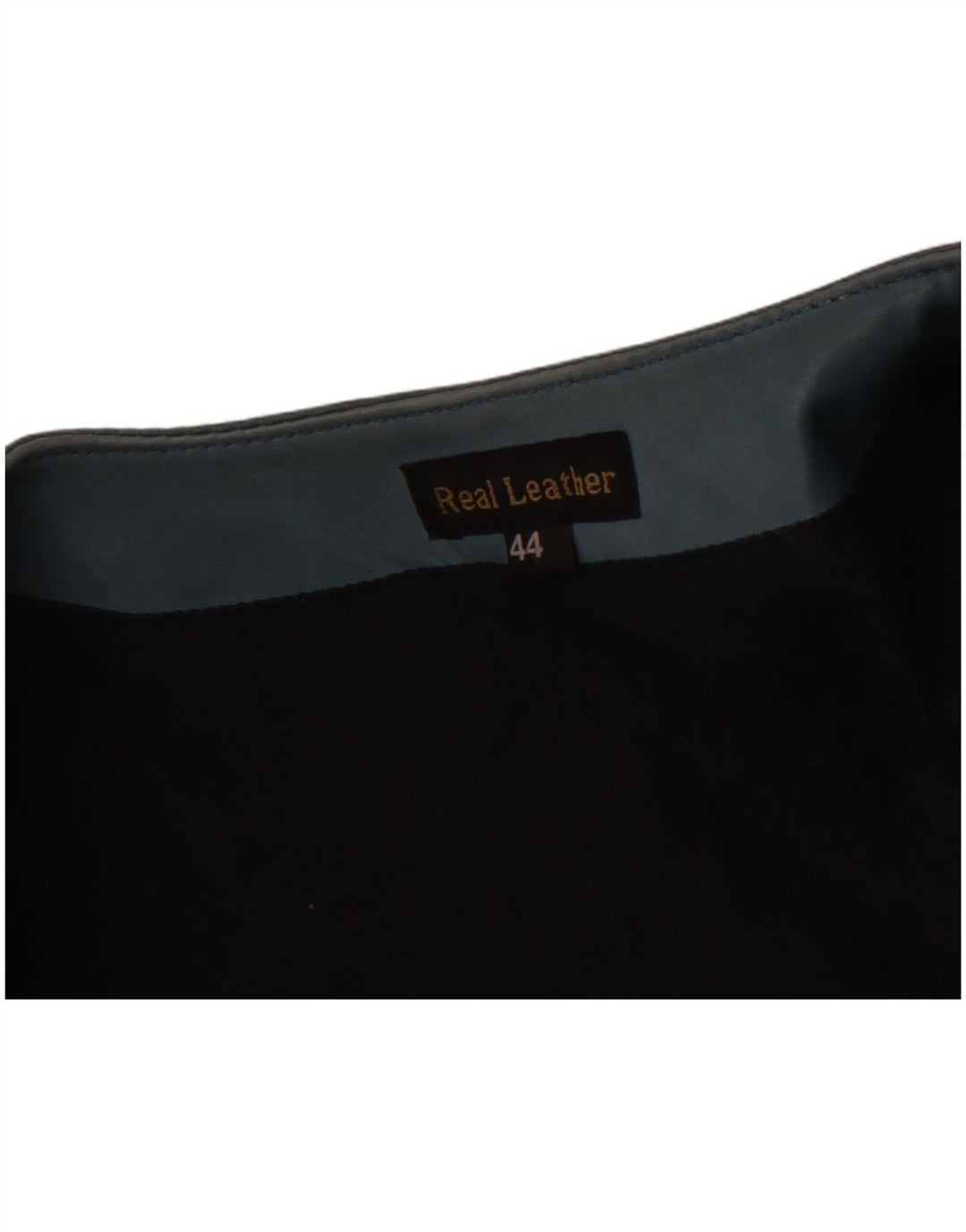 VINTAGE Dame Crop 3/4-ærmet læderjakke IT 44 Medium Blue Læder