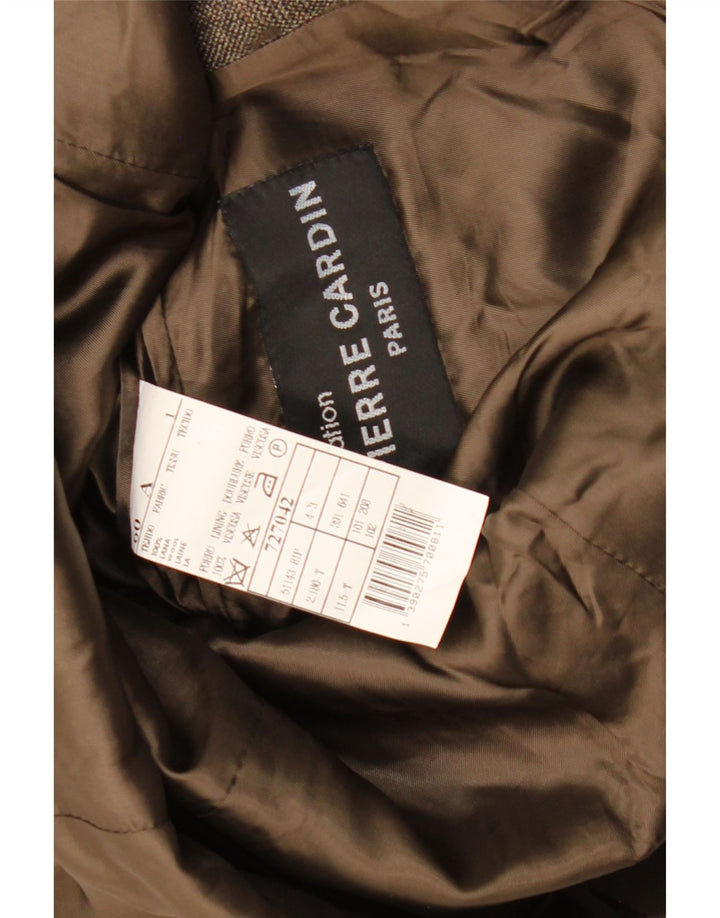 PIERRE CARDIN Mens 3 Button Blazer Jacket UK 42 XL Brown Check Wool