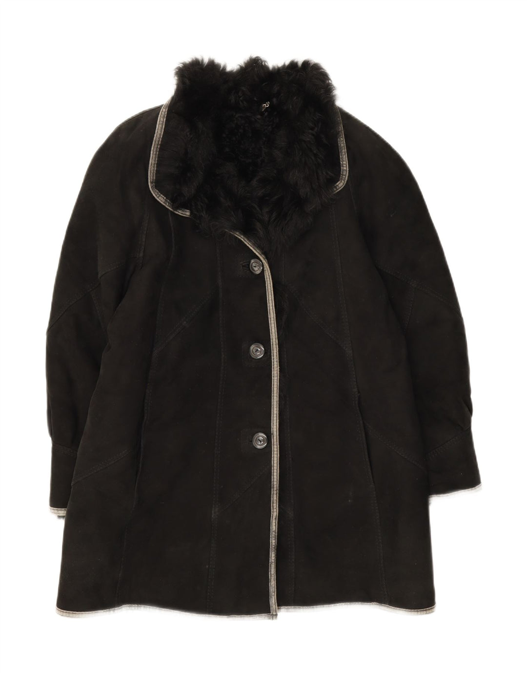ANFOR Womens Oversized Shearling Coat IT 44 Medium Black Shearling Vintage Anfor and Second-Hand Anfor from Messina Hembry 