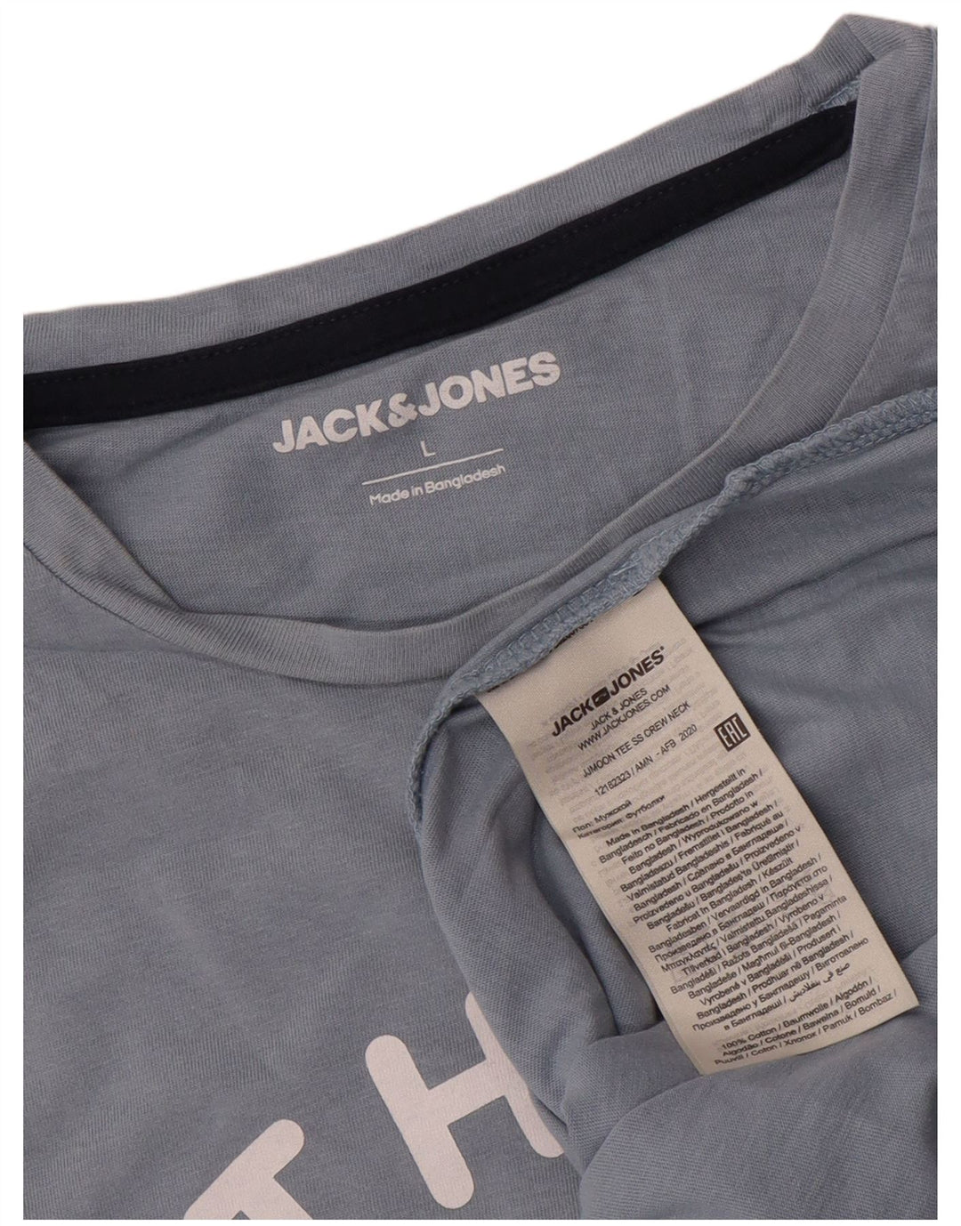 Jack & Jones Herre grafisk T-shirt Top Stor Blå Bomuld