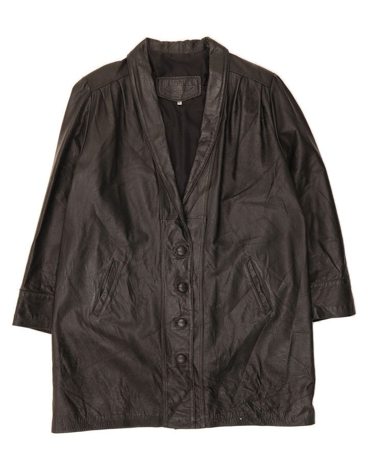 VINTAGE Womens Leather Coat UK 20 2XL Black Vintage Vintage and Second-Hand Vintage from Messina Hembry 